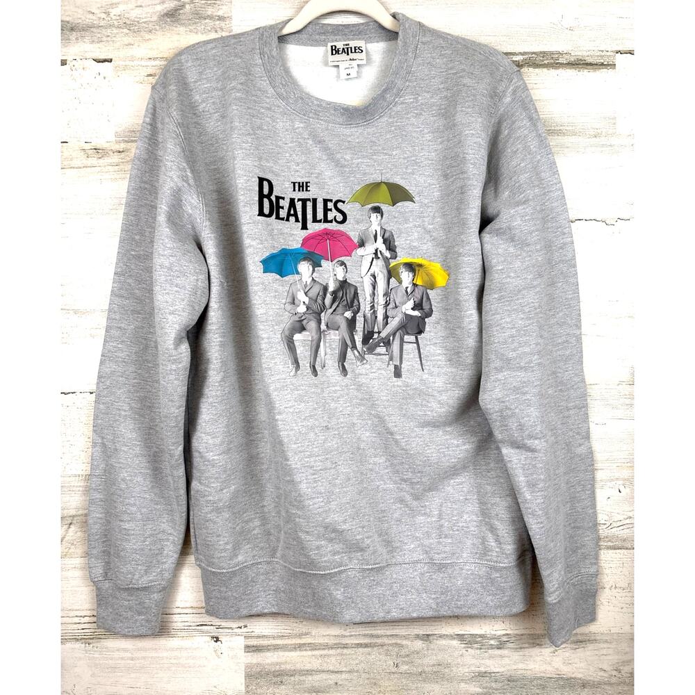Just Hoods Womens M Gray Beatles Umbrella Sweatshirt Music NEW